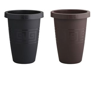 Kit 2 Vasos De Plástico 21 Litros Marrom Para Flores Plantas Jardim Casa Decoração Vaso De Luxo Reforçado