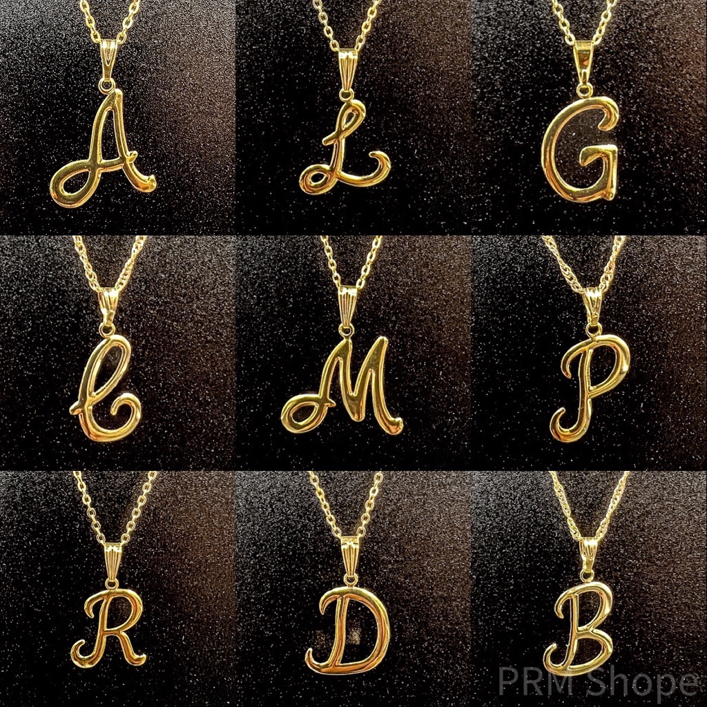 Colar   De Letra Inicial nome Dourado Folheado  prata em Oferta na Shopee
