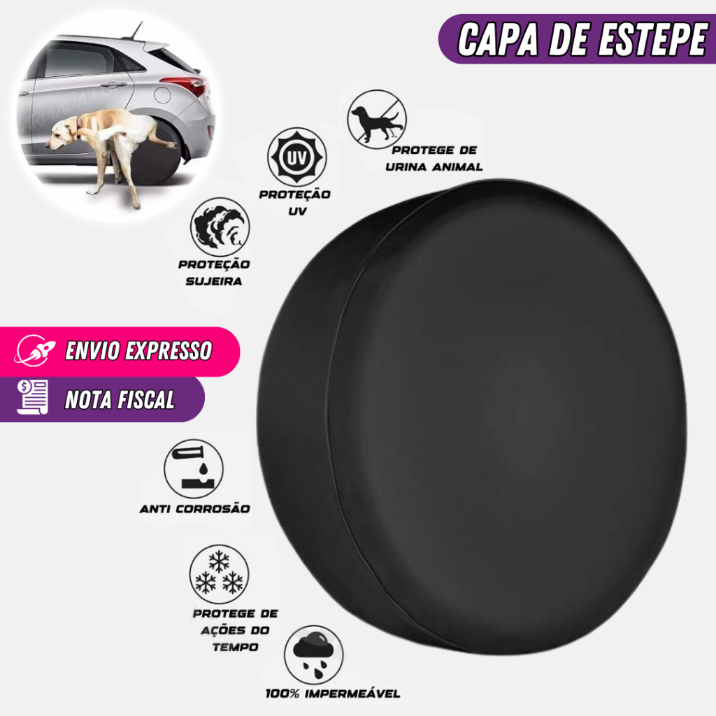 Capa Universal Pneus e Estepe com Elástico Aro 13 a 16 Ecosport Crossfox Aircross Spin Doblo  Idea