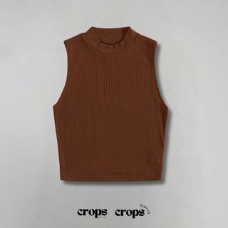 Cropped Canelado Gola Alta Feminina