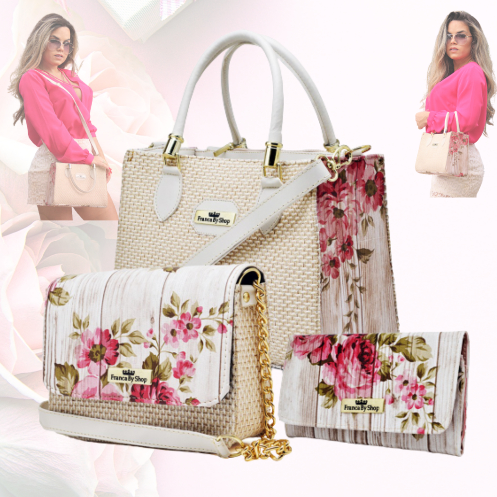 Bolsa Feminina Tote Lateral Transversal de Mão e Carteira KIT 3 PEÇAS em Oferta na Shopee