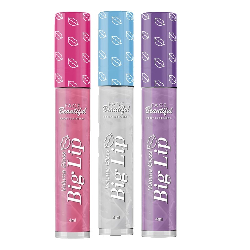 Kit 03 Volume Gloss Big Lip Efeito Bocão Face Beautiful 4ml