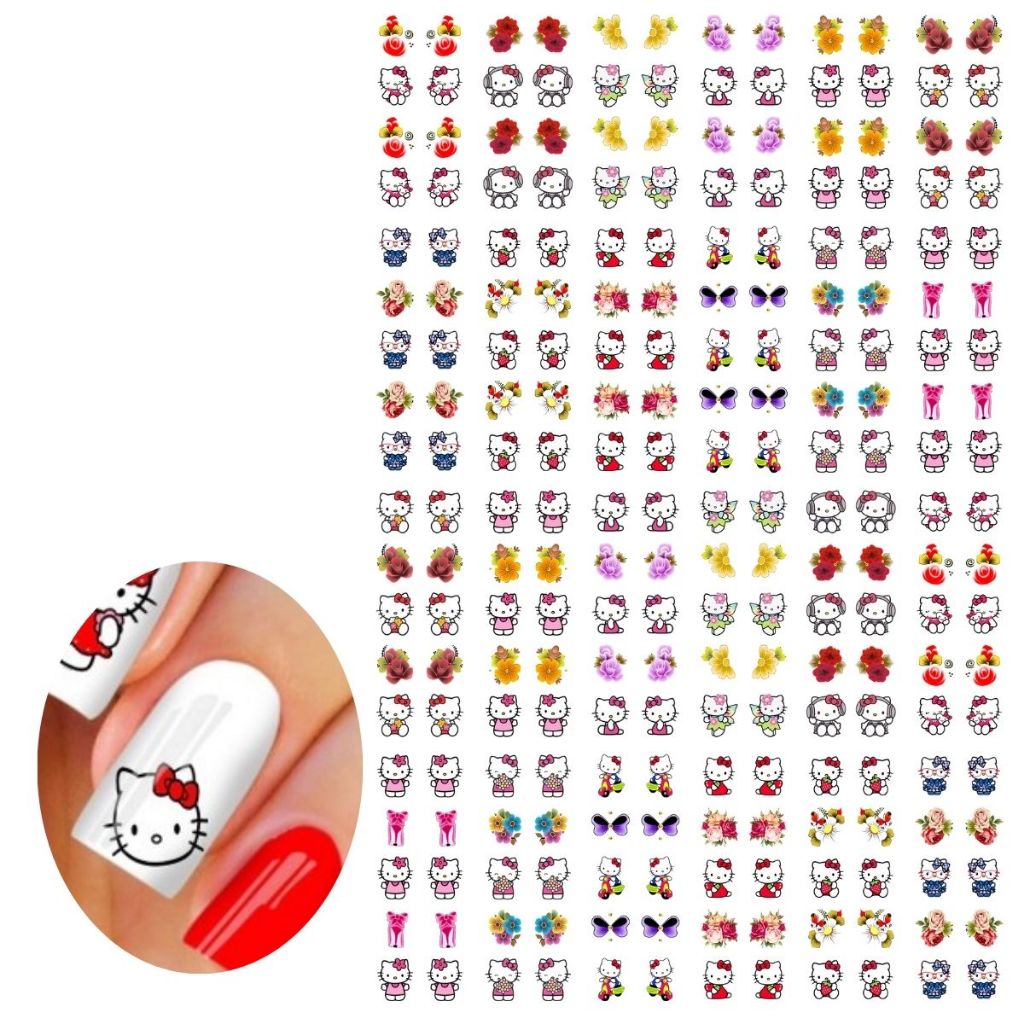Hello Kitty Adesivo de Unhas 3D Pré Pronto 60 Películas em Oferta na Shopee
