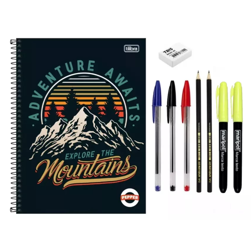 Kit Material Escolar Completo Universitário Caderno 10 Matérias em Oferta na Shopee