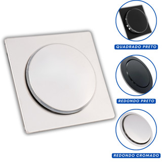 Ralo Click Inteligente 10X10/15X15 Cm - Redondo/Quadrado Inox Banheiro Veda Cheiro Banheir...