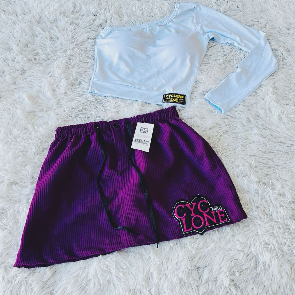 Saia Da Cyclone De Veludo Roxo New+ Cropped Uma Manga Pop