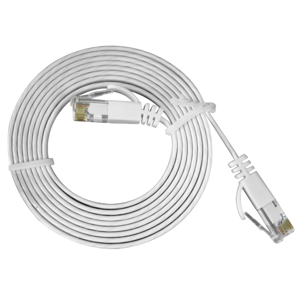 Patch Cord Gigabit Flat RJ45 Cat6 Branco 1,5 Metros - Pier Telecom