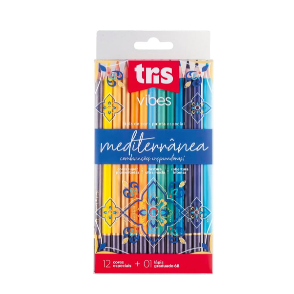 Lapis Cor Tris Vibes Mediterrânea 12 Cores + 1 Lapis Grafite 6B