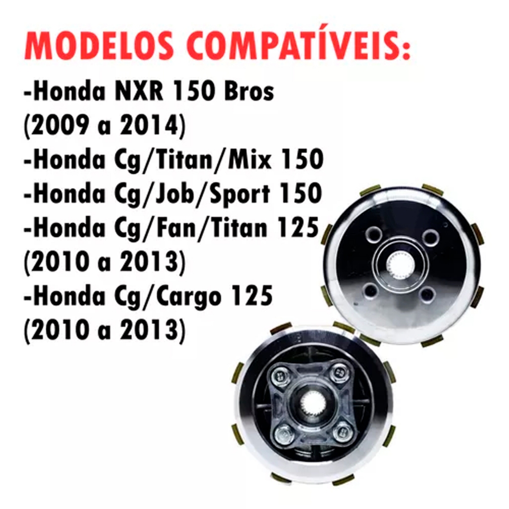 Kit Embreagem Completa NXR Bros Cg Titan Fan Cargo Job Mix 125 150 Cubo Plato Separadores Discos Molas — imagem 2 de 2
