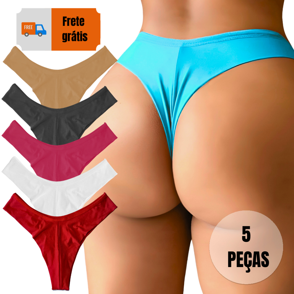 Kit 5 Tangas Calcinhas Fio Duplo Levanta Bumbum Confortável - Promoção de Lançamento!