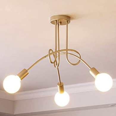 Luminária de Teto Plafon Sputnik Assimétrico Laço 3 Lâmpadas E27 para sala salão cozinha