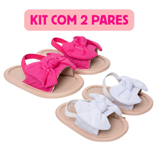 Kit 2 Sandálias de bebê infantil menina de Laçinho em Oferta na Shopee