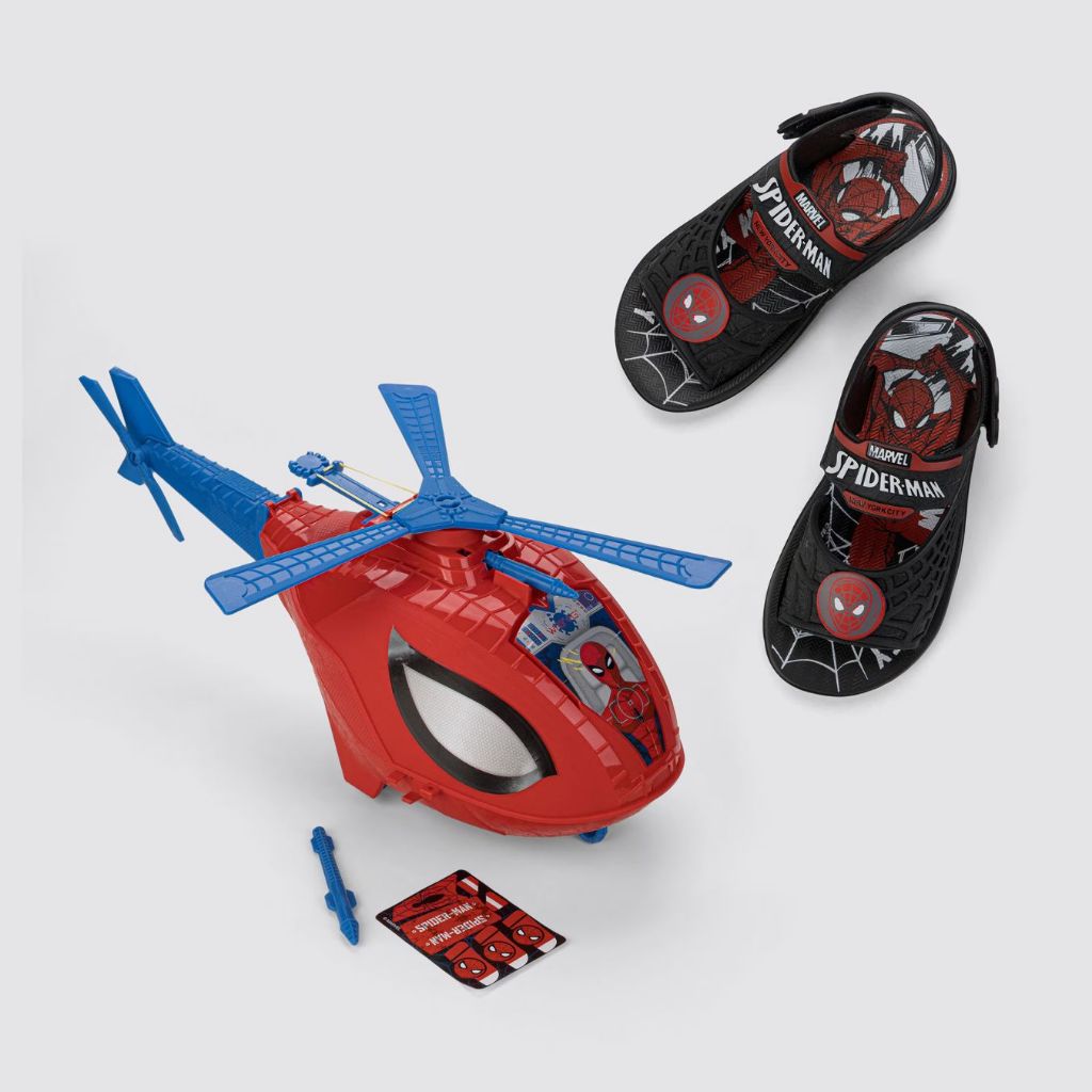 Sandália Infantil Menino Homem Aranha Grendene 23064 Papete Babuche Brinquedo Spider Man