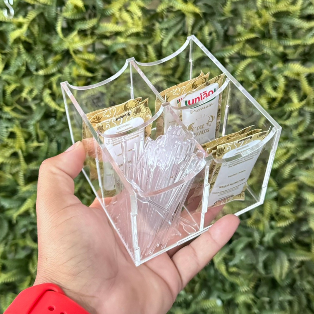 Porta Sachês Açúcar 4 Nichos Sem Tampa Acrílico Transparente em Oferta na Shopee