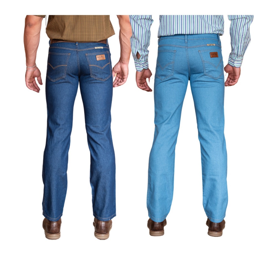 Kit com 2 Calças Jeans Masculina Tradicional Reta Básica Trabalho Serviço Ref: 398