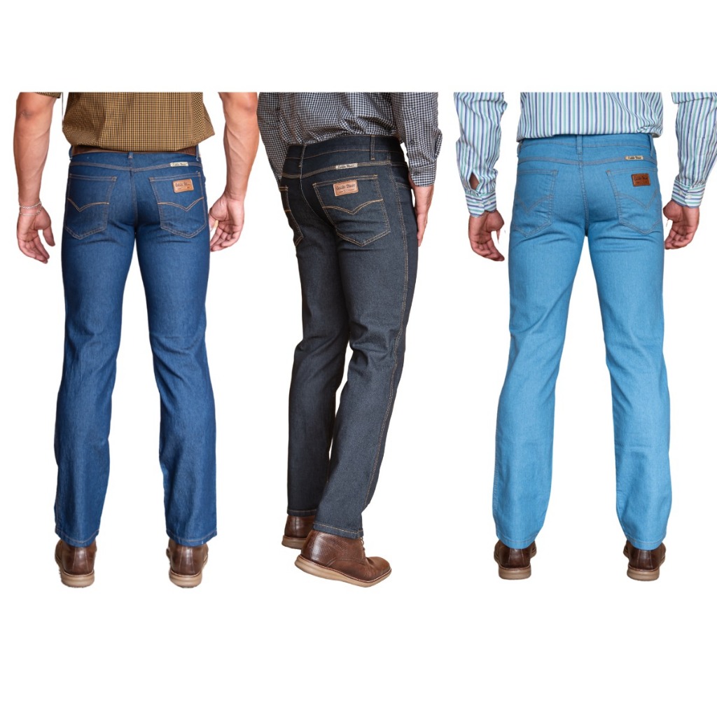 Kit com 3 Calças Jeans Masculina Tradicional Reta Básica Trabalho Serviço Ref:398