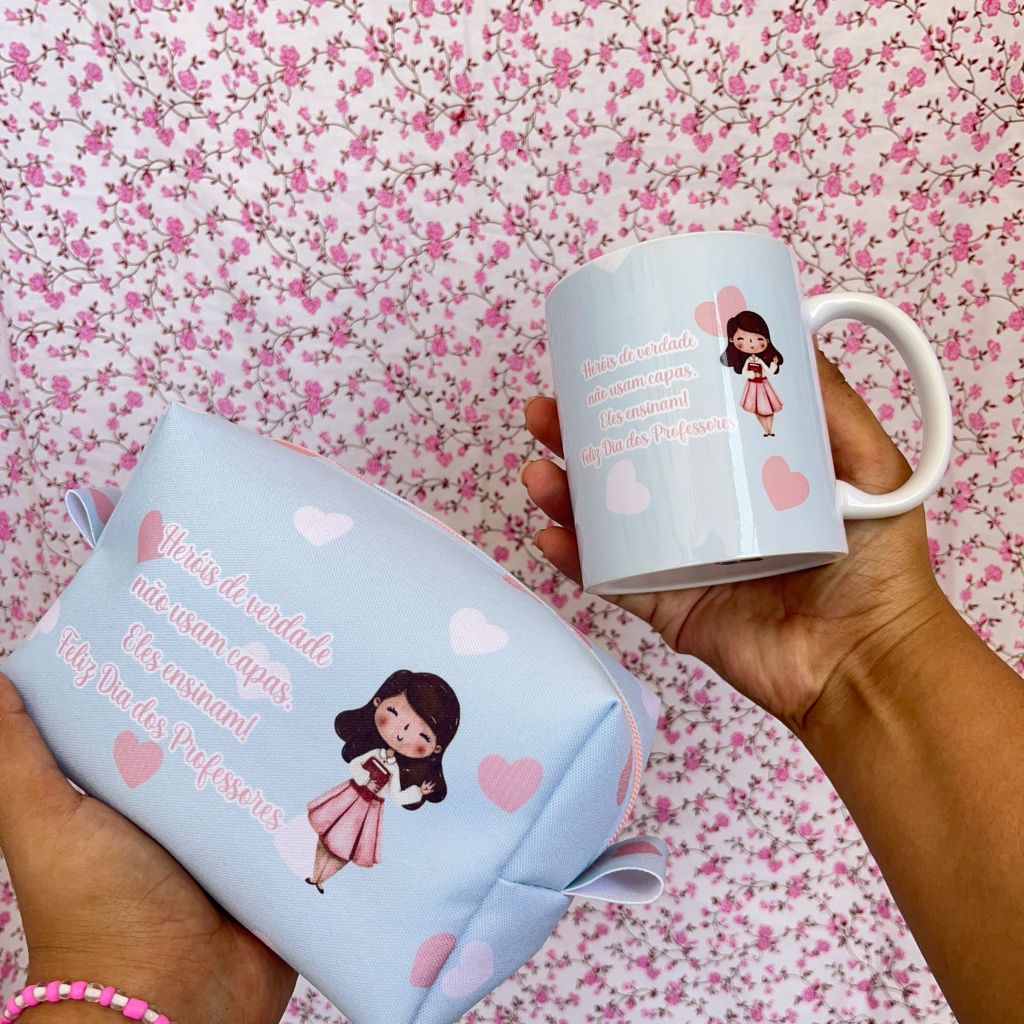 Professora Necessaire Box e Caneca de Porcelana para Presente
