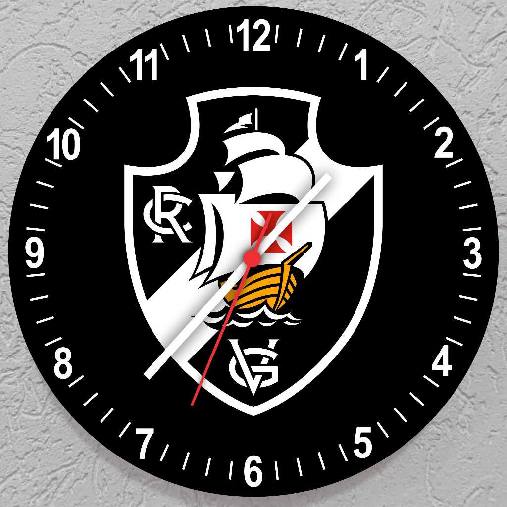 RELÓGIO DE PAREDE CLUBE REGATA VASCO DA GAMA  - MDF 30 CM