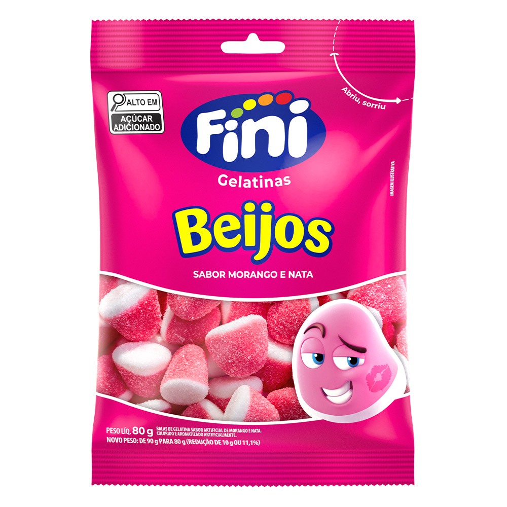 Beijos de Morango 80g - Fini em Oferta na Shopee