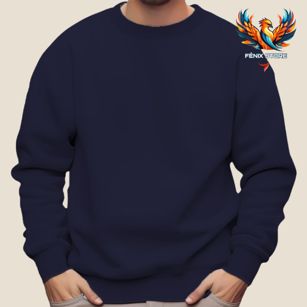 Moletom Gola Redonda Unissex Blusa De Frio Basico Careca Casaco Feminino Masculino Flanelado Liso Sem Estampa Algodão