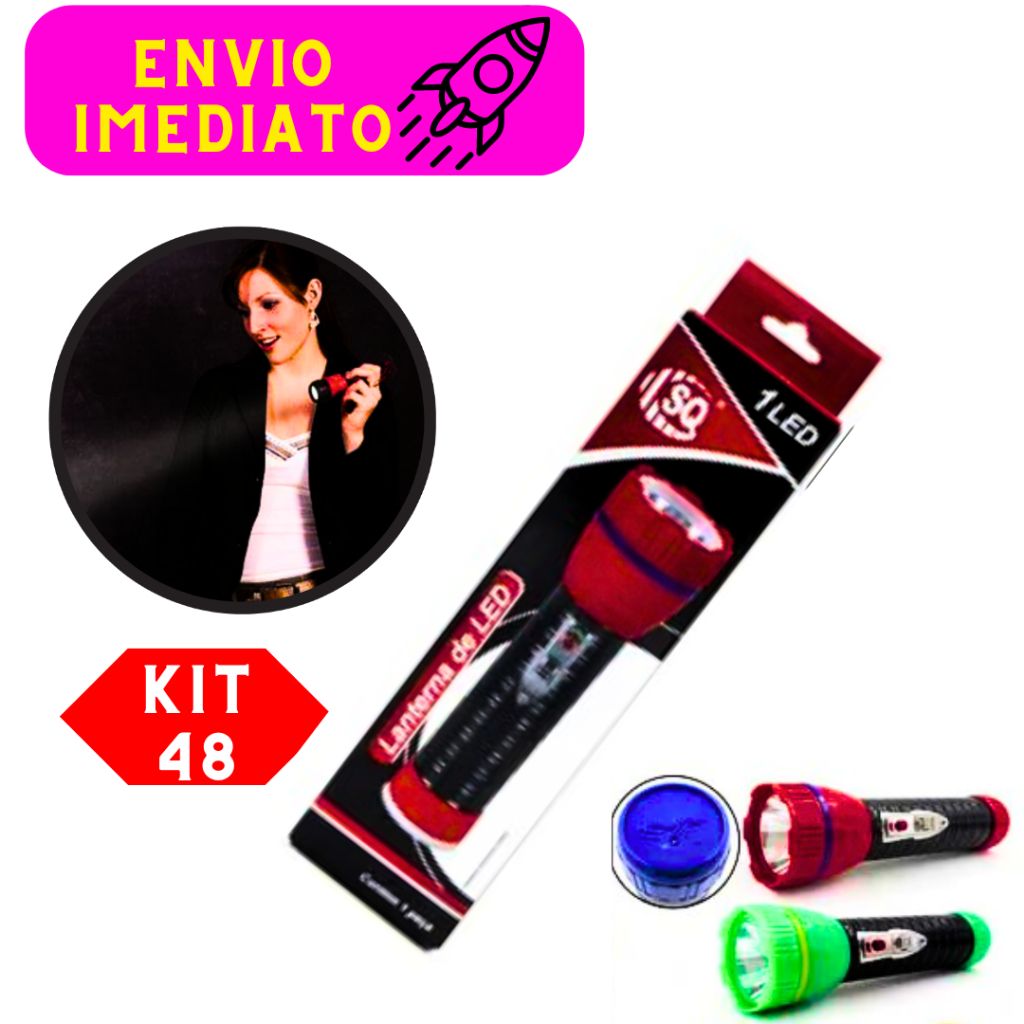 Kit 48 Lanternas de Led A Pilha Alimentação (Pilha Não Inclusa) Carregador da Bateria Acoplado