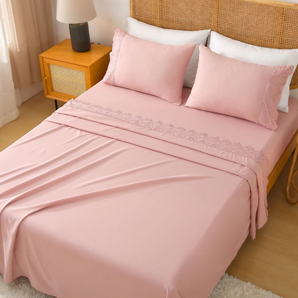 Jogo de Lençol Queen Veneza 4 Pçs 300 Fios Percal Bordado em Oferta na Shopee