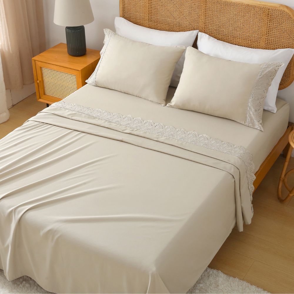 Jogo de Lençol Casal Veneza 4 Pçs 300 Fios Percal Bordado em Oferta na Shopee