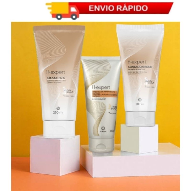 Kit Shampoo 250ml Condicionador 200ml Cabelos Danificados E Máscara Capilar H Expert Hinode