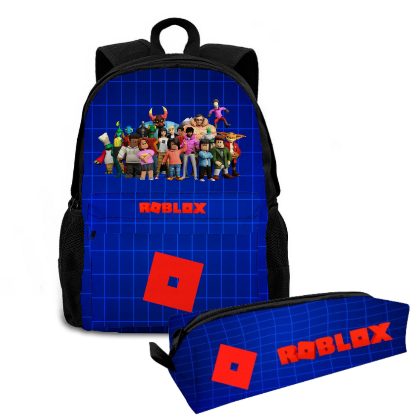 Kit Mochila Bolsa Roblox Escolar Com Estojo Jogo Infantil Menino Para Criança Reforçada Ajustável