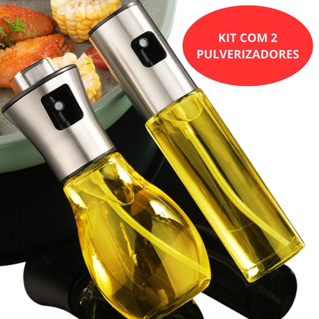 Kit Pulverizadores Spray Azeite Vinagre Óleo Cozinha Churrasco Borrifador Vidro