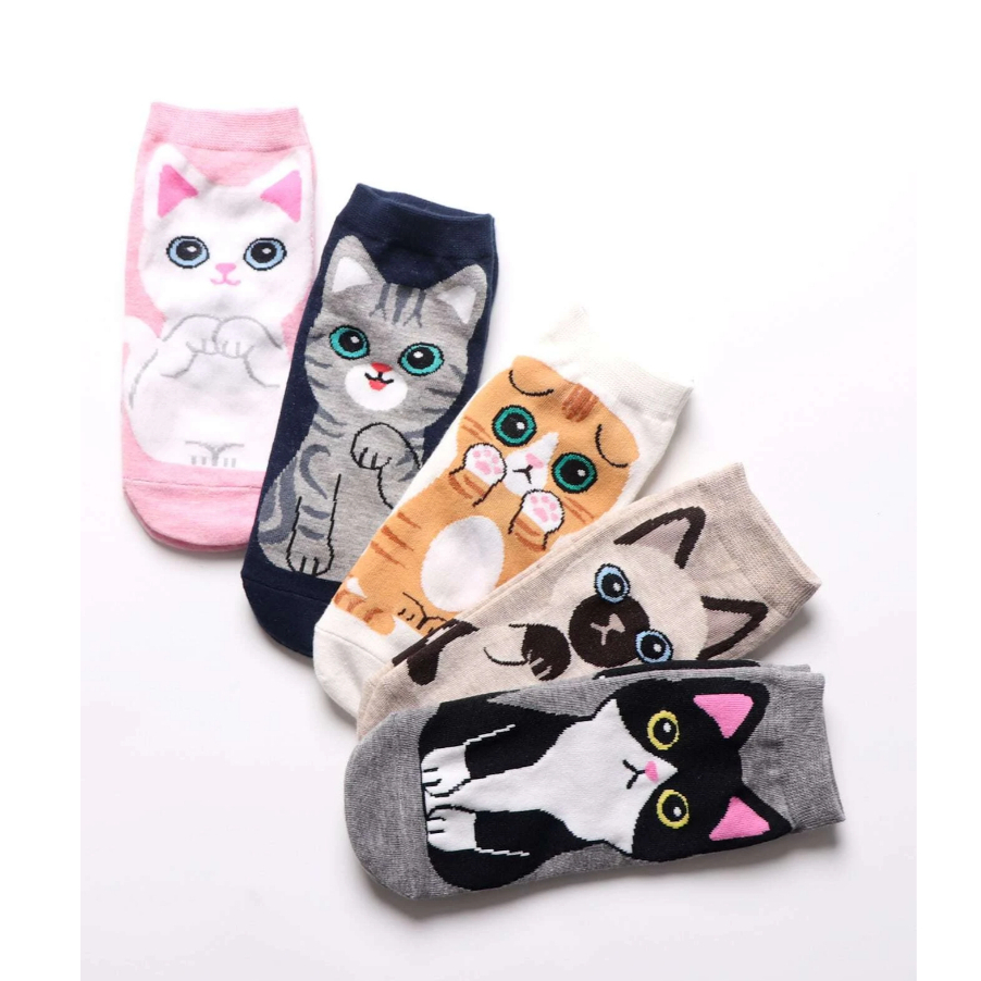 Kit 6 Pares Meia Soquete Feminina Conforto Bichinhos Gatinho Cachorrinho CupCake  Divertida em Oferta na Shopee
