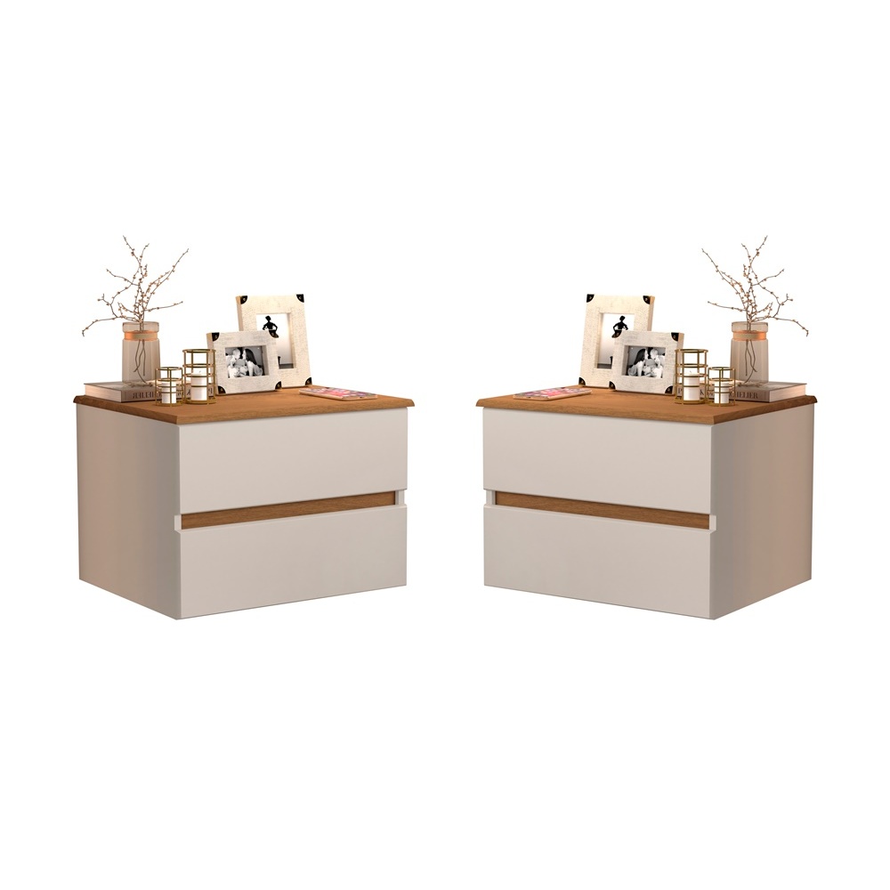 Kit 2 Mesas de Cabeceira Tóquio Criador Quarto Suspensa