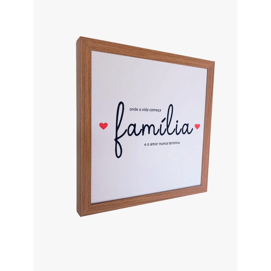 Quadro cobre caixa de luz com moldura resinado 43x43 Aonde a felicidade começa FAMILIA...        sala\decoração\quarto