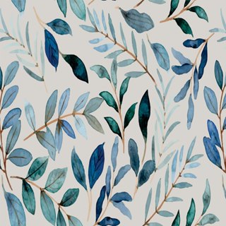 Papel de Parede Adesivo Folhas Aquarela Azul Verde Botânico Folhas de Outono SSFL-080 em Oferta na Shopee