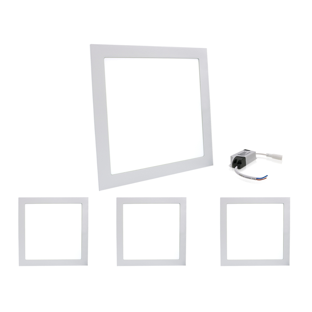 Kit 4 Painel 18w Quadrado Embutir Led Plafon Slim Borda Fina em Oferta na Shopee