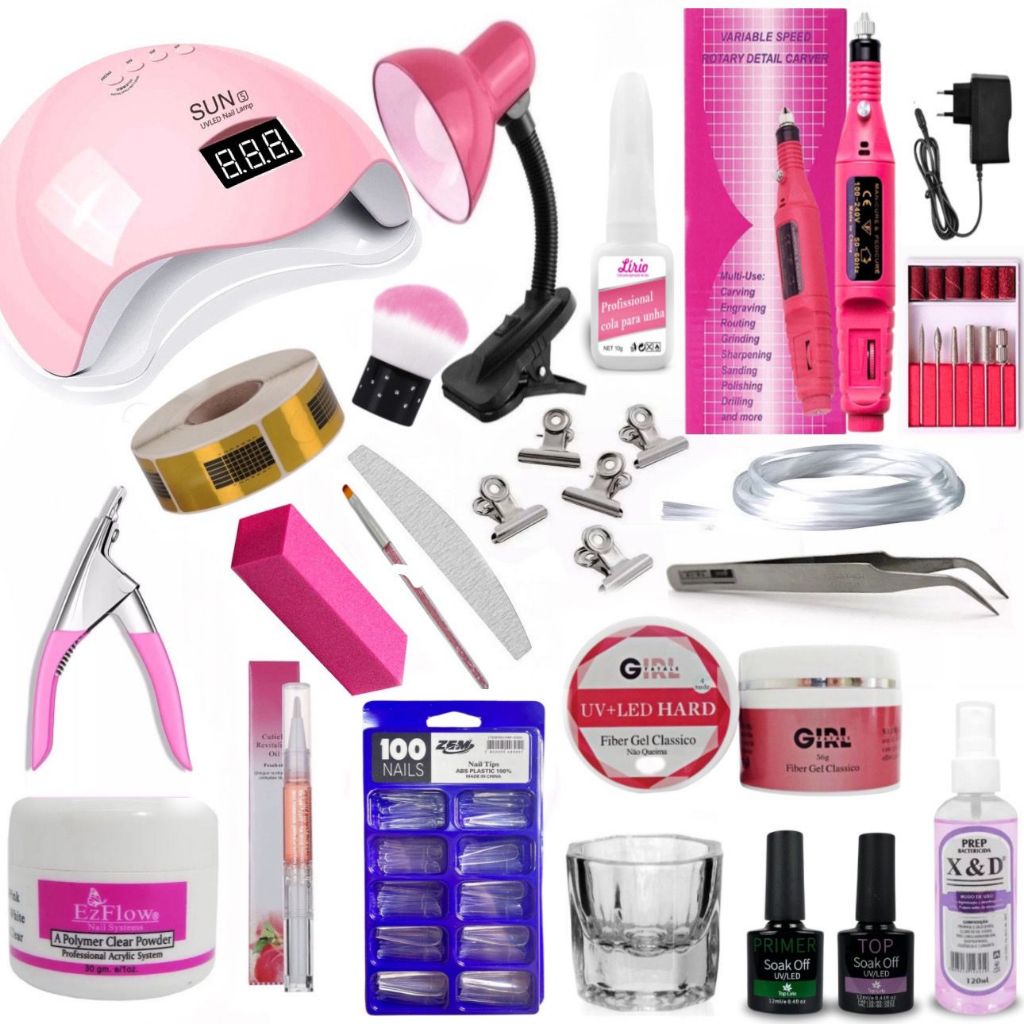 Kit de Unha em Gel Manicure Iniciante Profissional Completo Nail Designer