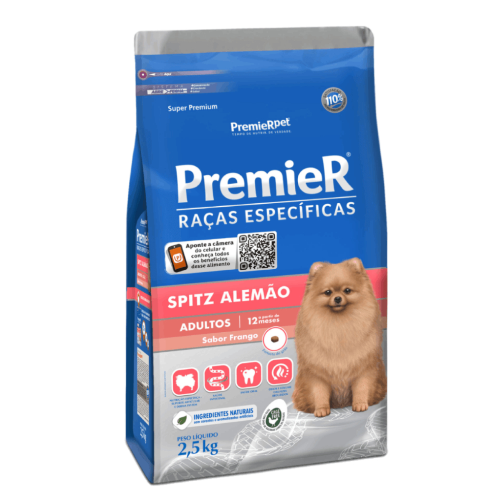Ração Premier Raças Específicas Spitz Alemão Adultos Sabor Frango 2,5kg
