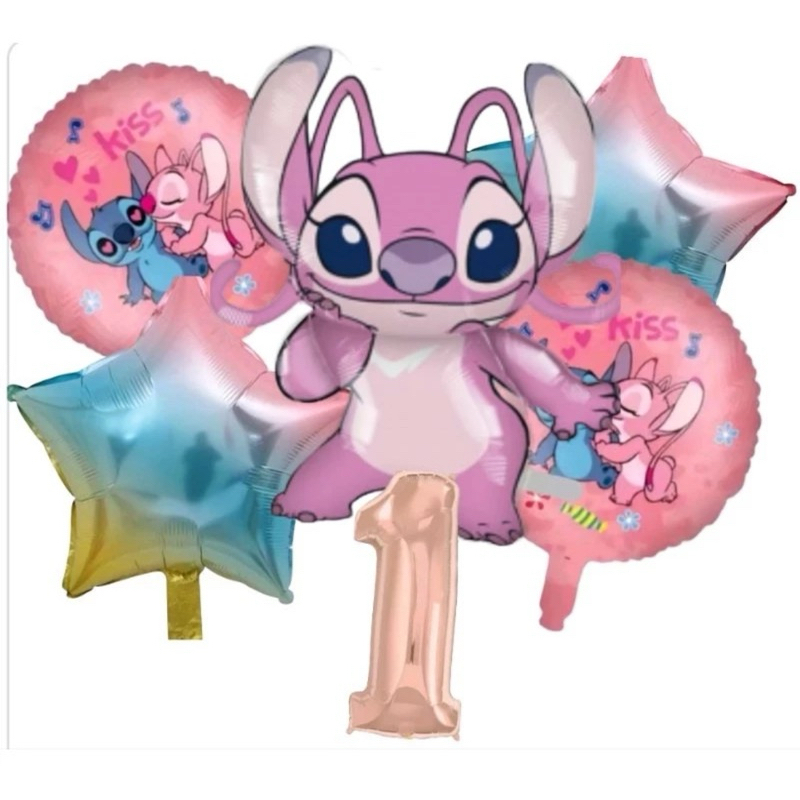 Kit C/1, Kit C/5 e Kit C/6 Balão Metalizado Angel E Lilo Stitch