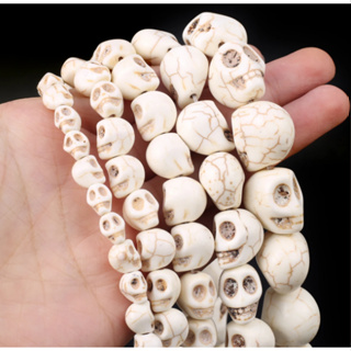 Fio de Caveira de Howlita - Diversos Tamanhos em Oferta na Shopee