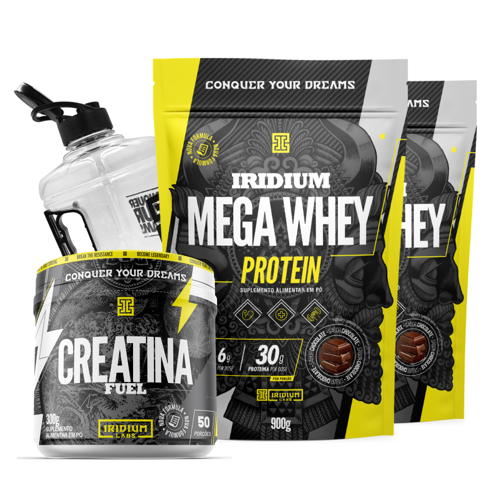 Kit 2x Mega Whey Protein + Creatina Fuel 300g + Galão 1,5L - Iridium Labs - Health