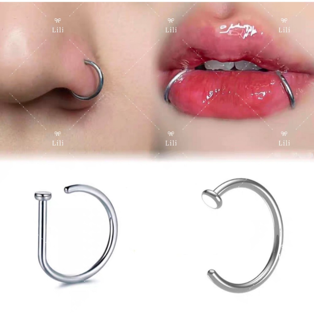Kit 24 Piercing de nariz falso anel de septo falso de aço inox em Oferta na Shopee