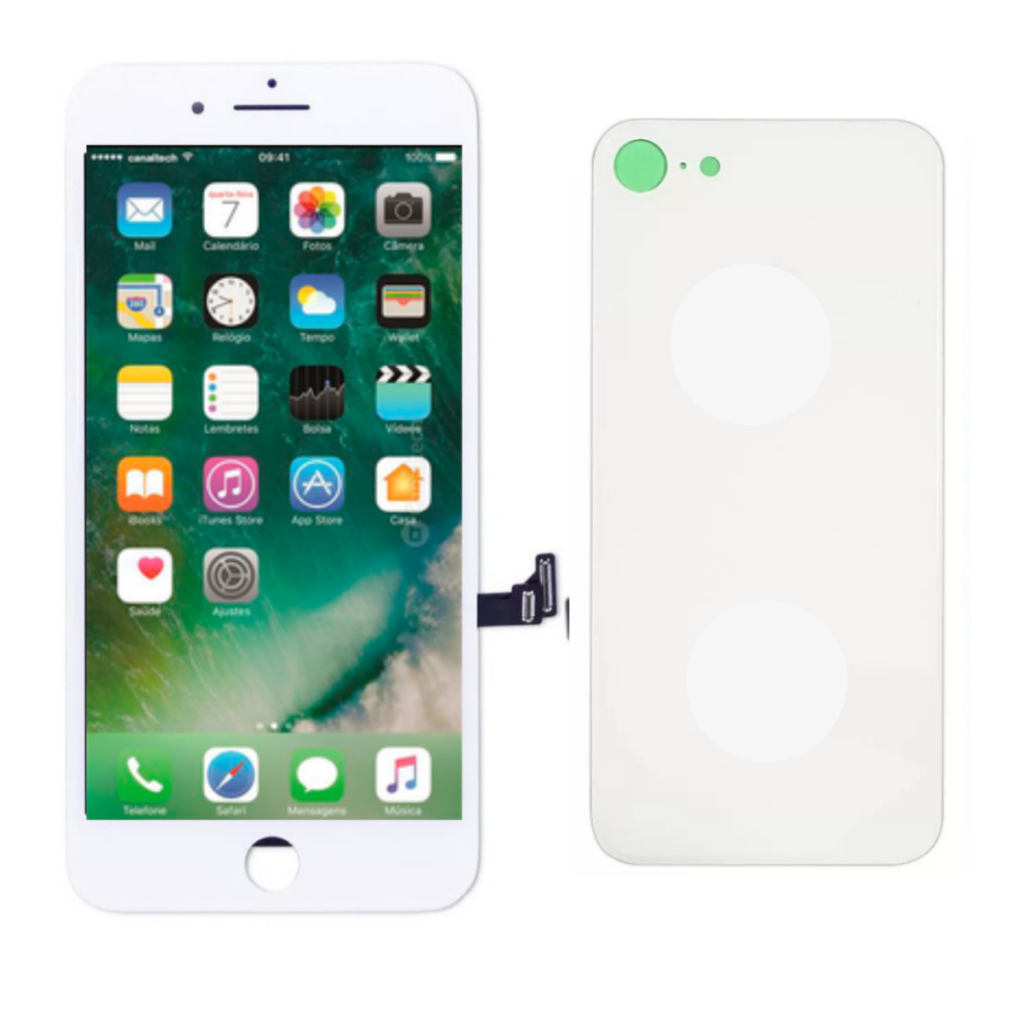Tela Display Lcd Touch Para iPhone 8 Plus Branco + Tampa + Película 3D