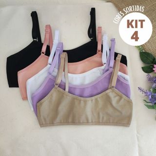 Kit 4 Sutiã Algodão Liso Básico Infantil Juvenil Maya Conforto Qualidade Regulável Menina Dia A Dia em Oferta na Shopee
