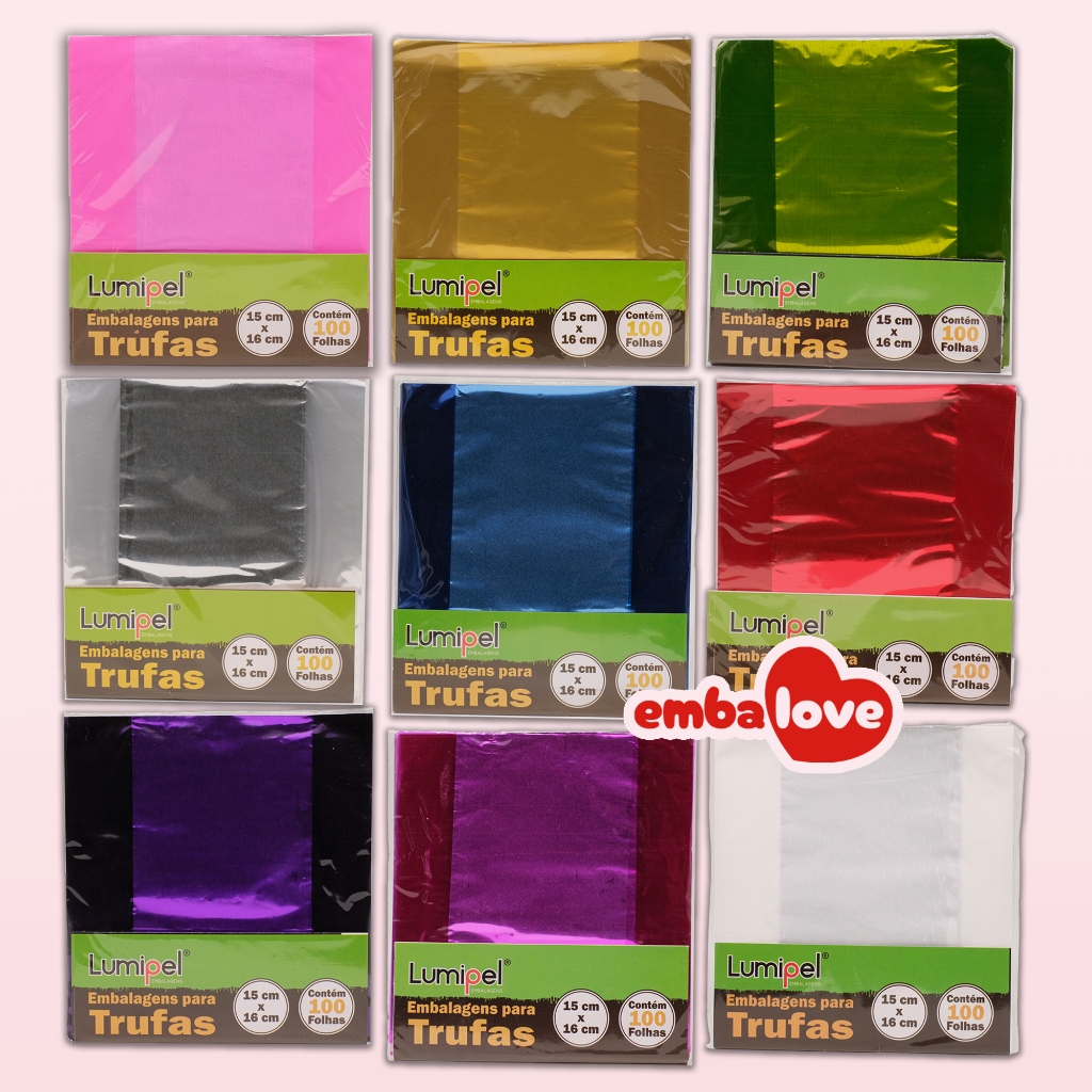 100 Embalagem para Trufa 15x16cm Lisos