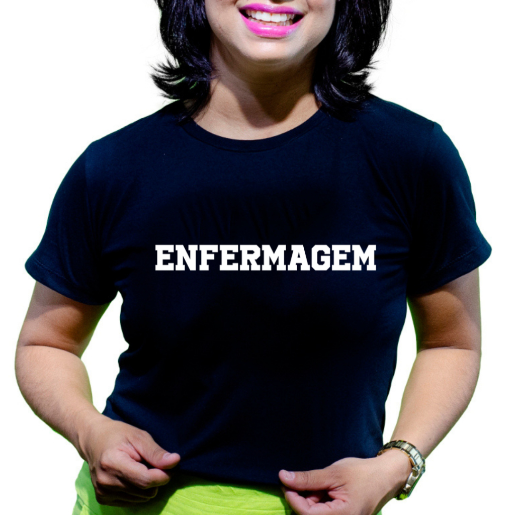 Blusa de enfermagem estampa universidade camiseta babylook feminina plus camisa estudante técnico em Oferta na Shopee