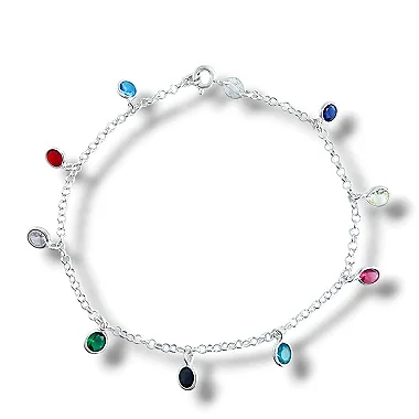 Pulseira Bracelete Feminina Pedra Zirconia Colorida Ponto De Luz Prata 925 - Fashion Accessories