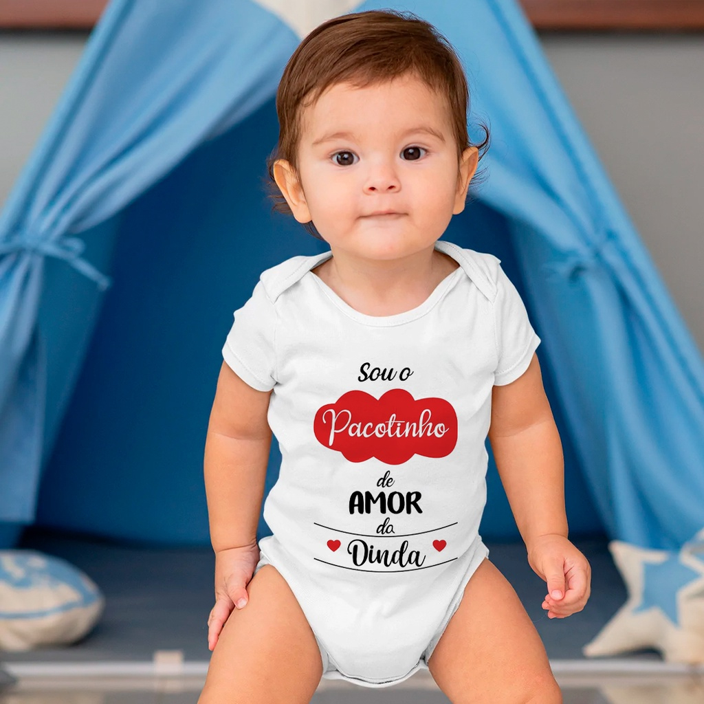 Body Personalizado Sou O Pacotinho De Amor Da Dinda Body Bebê