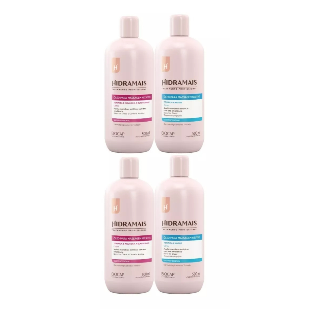 Kit Hidramais Profissional 2 Óleo Neutro+2 Óleo Mix Ative