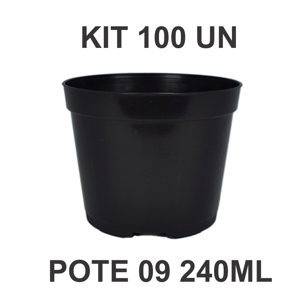100 Vasos Pote 9 Plantas  240ml Plastico preto Mudas  Mini Cactos E Suculentas