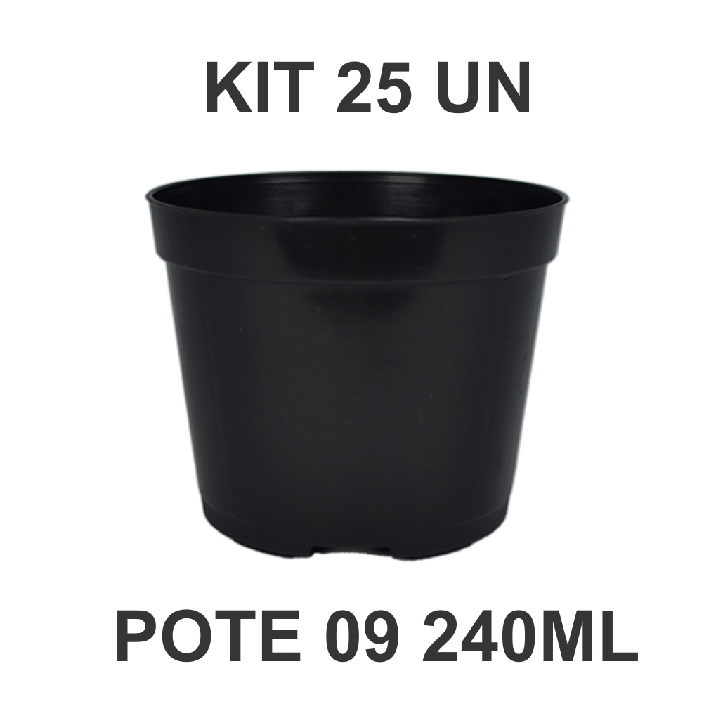 25 Vasos Pote 9 Plantas  240ml Plastico preto Mudas  Mini Cactos E Suculentas